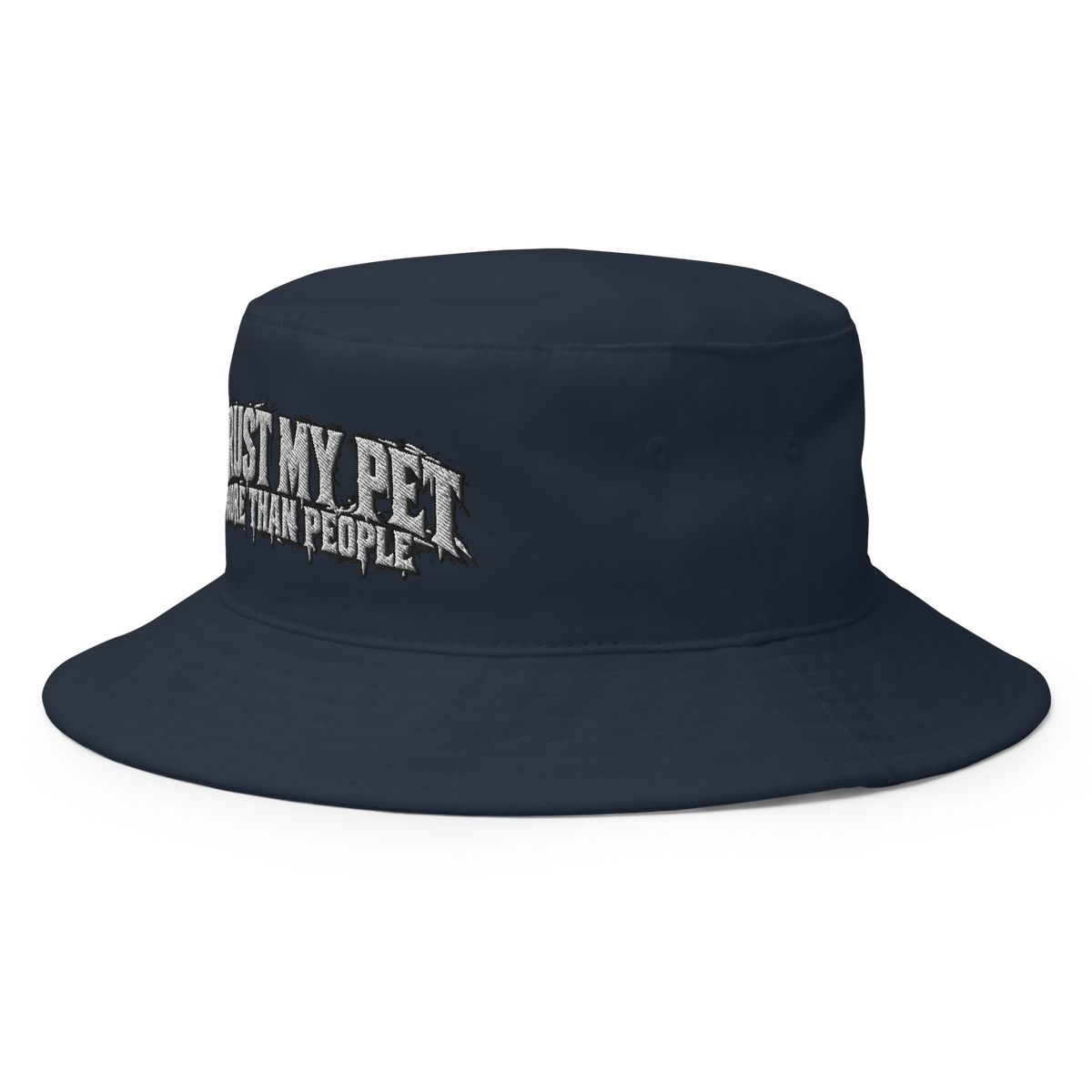 I Trust My Pet™ More Than People Bucket Hat in Navy, front view