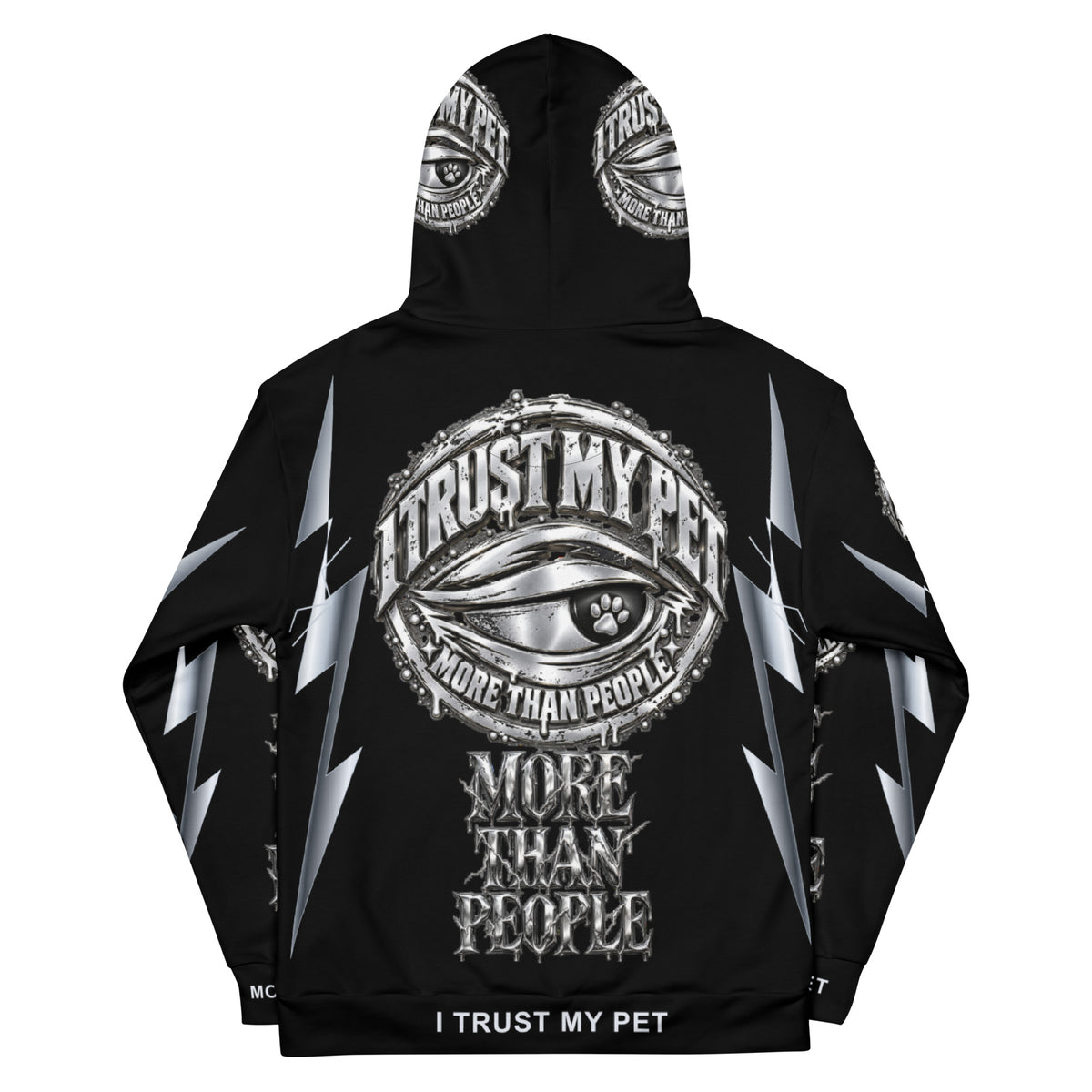 I Trust My Pet™ Chrome Storm All-Over Print Hoodie, back view