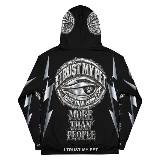 I Trust My Pet™ Chrome Storm All-Over Print Hoodie, back view