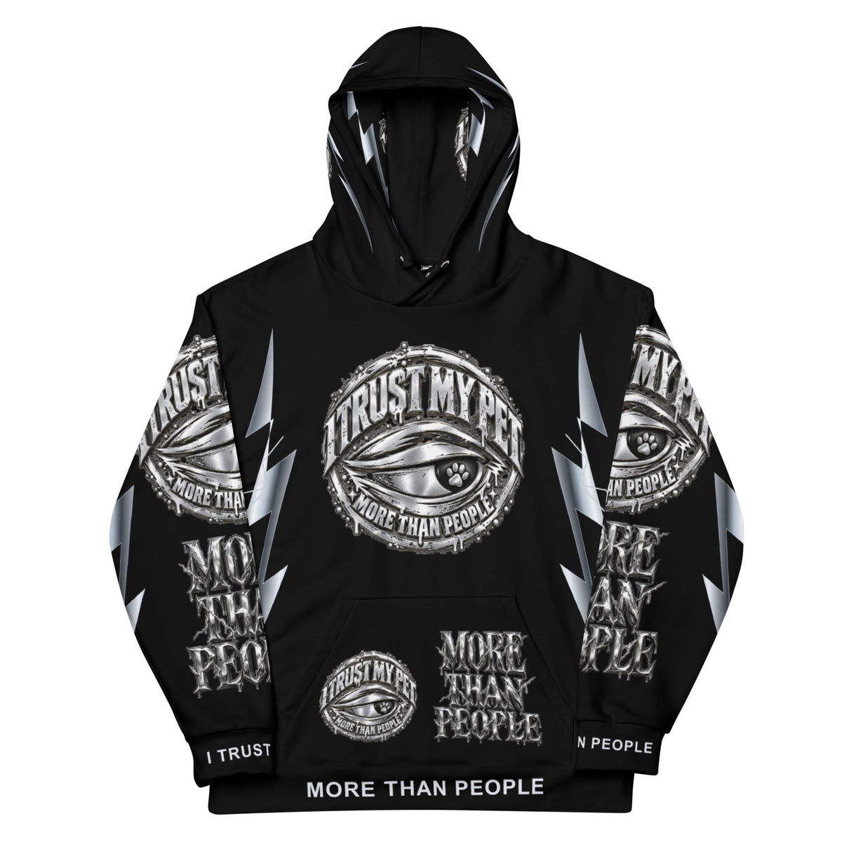 I Trust My Pet™ Chrome Storm All-Over Print Hoodie, front view