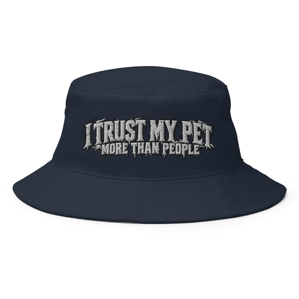 I Trust My Pet™ More Than People Bucket Hat in Navy, front view