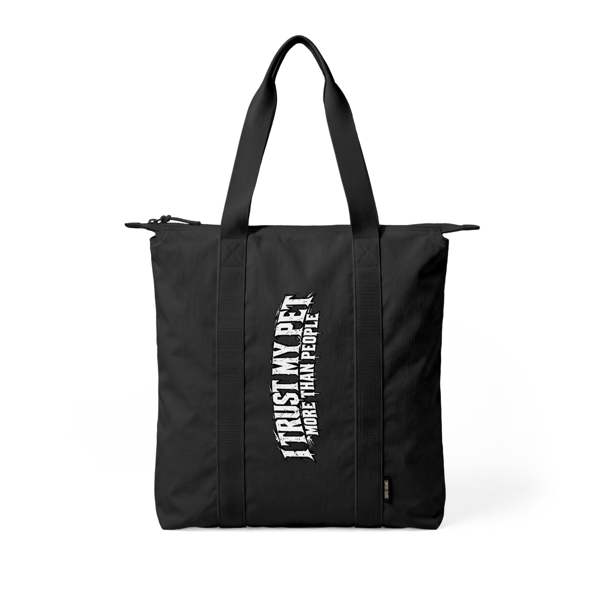 I Trust My Pet™ Everyday Nylon Tote Bag in Black, front view