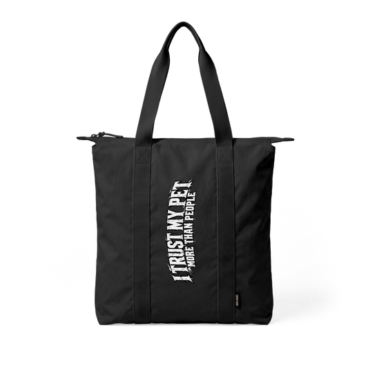 I Trust My Pet™ Everyday Nylon Tote Bag in Black, front view