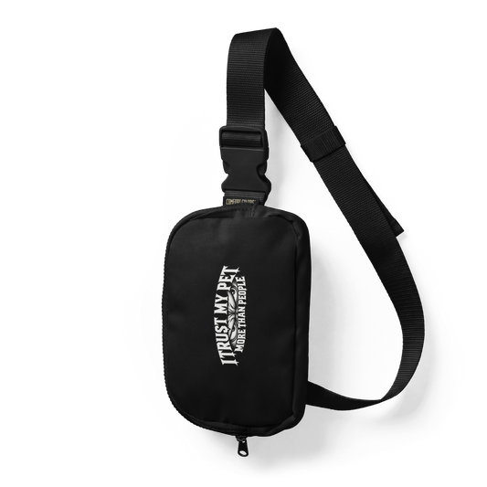 I Trust My Pet™ Nylon Sling Bag in Black, front view