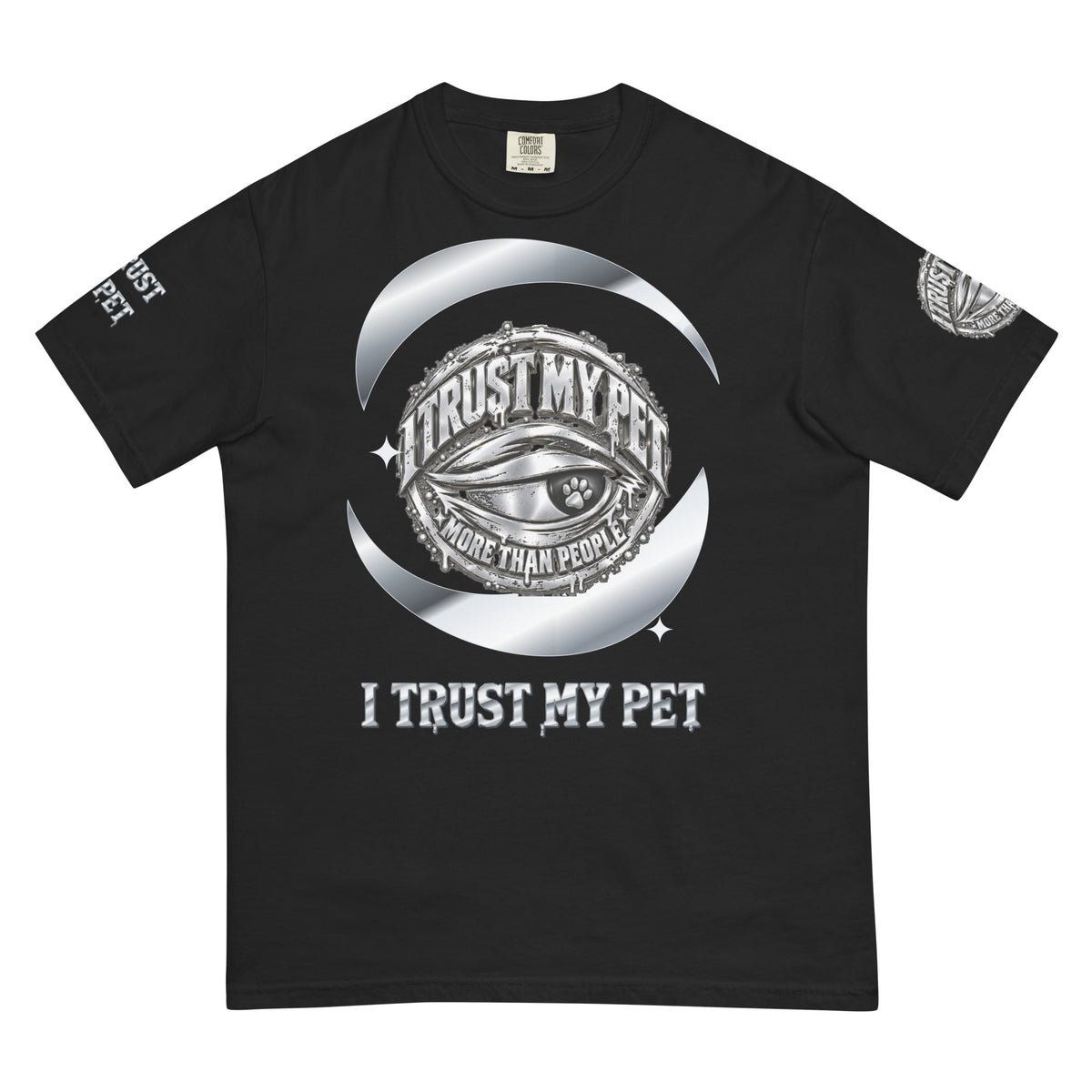 I Trust My Pet™ Preferred Company Garment-Dyed T-Shirt in Black, front view