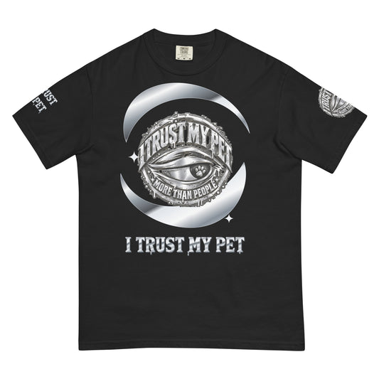 I Trust My Pet™ Preferred Company Garment-Dyed T-Shirt in Black, front view