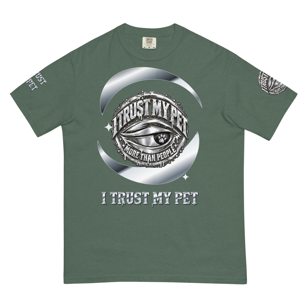 I Trust My Pet™ Preferred Company Garment-Dyed T-Shirt in Blue Spruce, front view