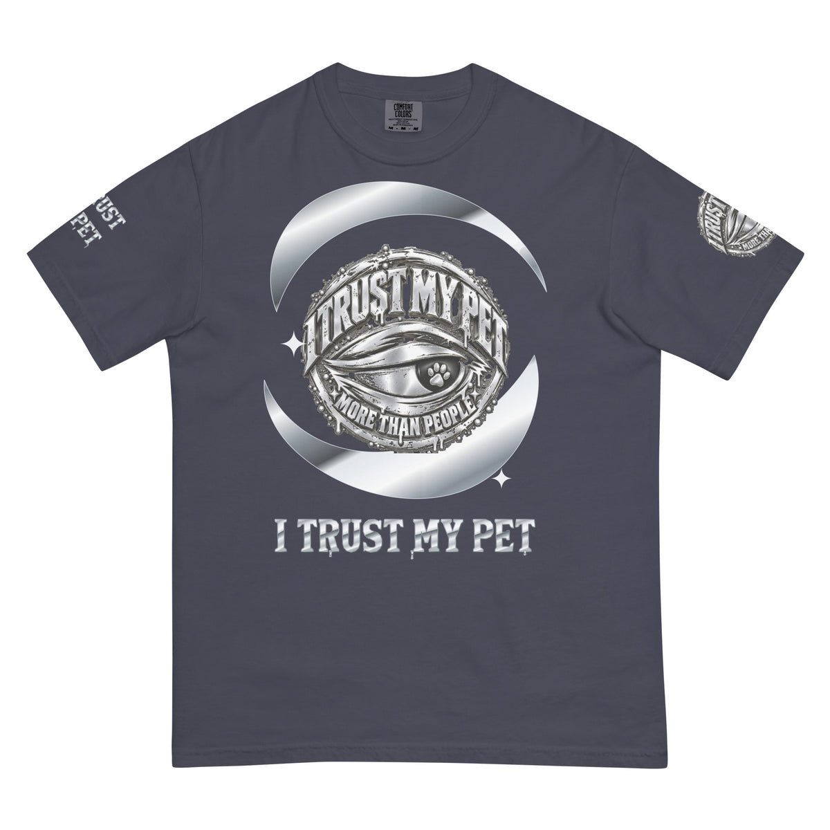 I Trust My Pet™ Preferred Company Garment-Dyed T-Shirt in Navy, front view