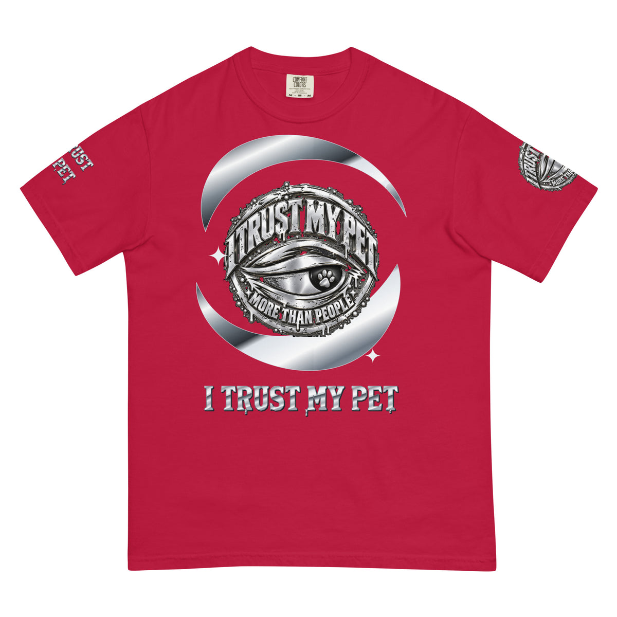 I Trust My Pet™ Preferred Company Garment-Dyed T-Shirt in Red, front view