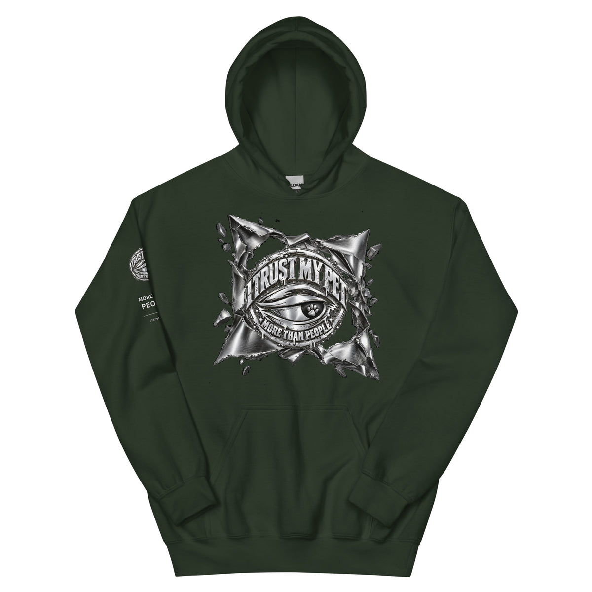I Trust My Pet™ Chrome Rift Pullover Hoodie in Forest, front view