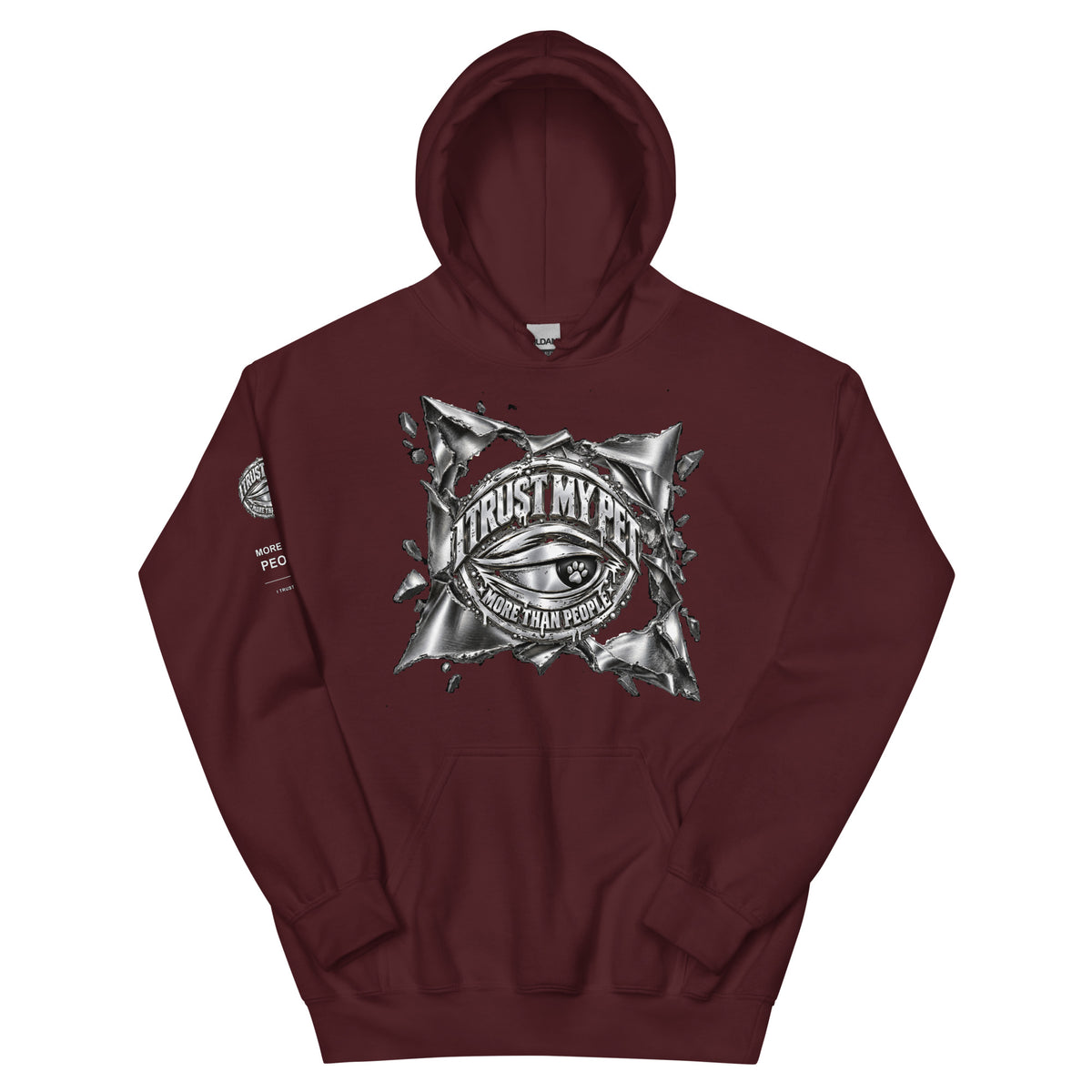 I Trust My Pet™ Chrome Rift Pullover Hoodie in Maroon, front view