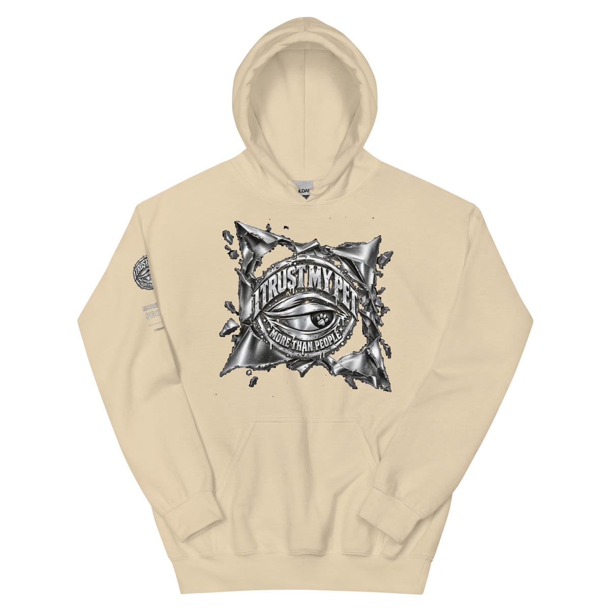 I Trust My Pet™ Chrome Rift Pullover Hoodie in Sand, front view