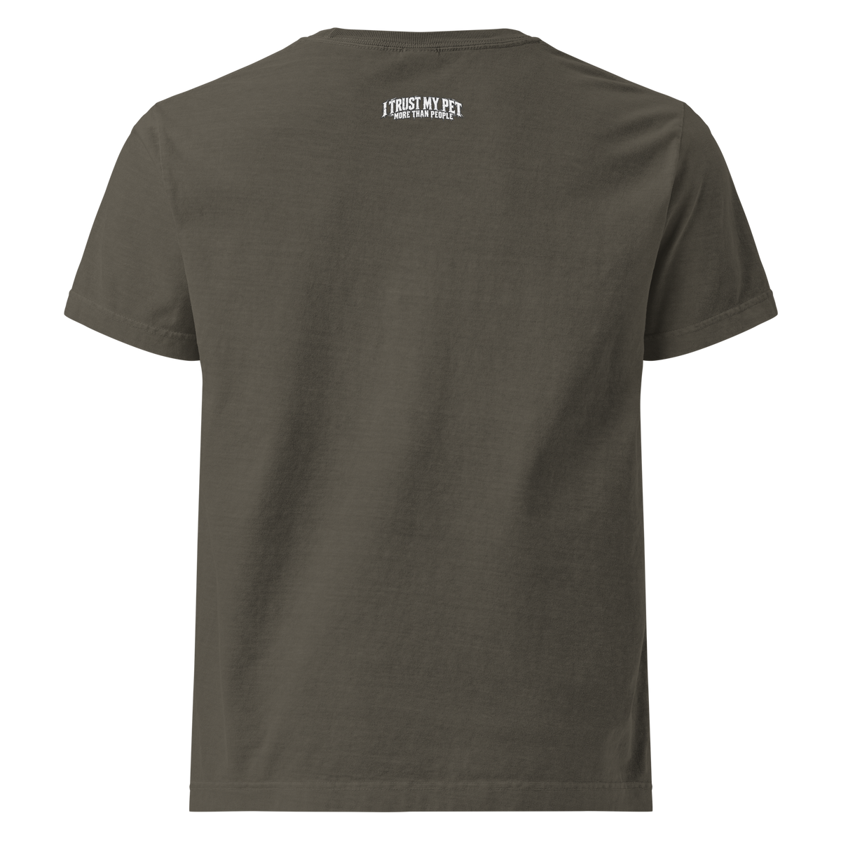 I Trust My Pet™ More Than People Oversized T-Shirt — Gray Logo, back view