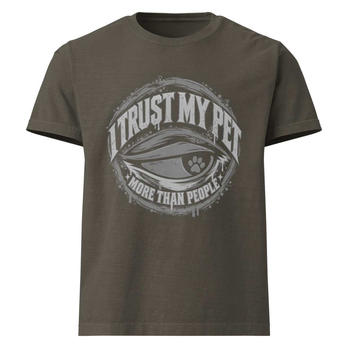 I Trust My Pet™ More Than People Oversized T-Shirt — Gray Logo, front view