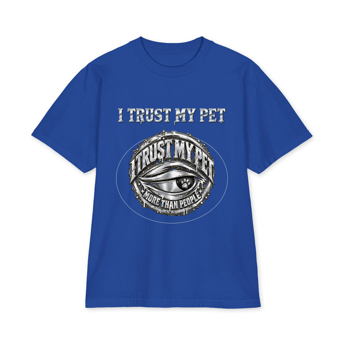 I Trust My Pet™ Chrome Signature Oversized Heavyweight T-Shirt in Royal, front view