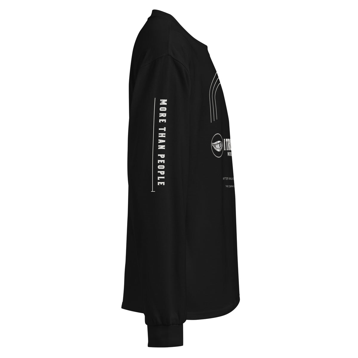 I Trust My Pet™ After Walk heavyweight cotton long sleeve in black, right sleeve More than people detail.